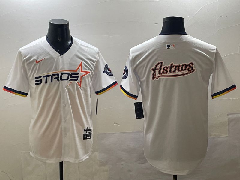 Men Houston Astros Blank White Three generations Joint Name 2025 Nike MLB Jersey style 13